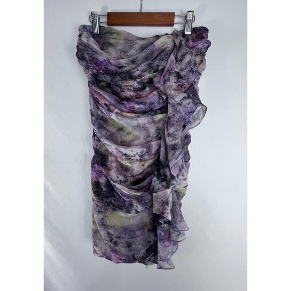 Elizabeth and James Sophie Strapless Silk Mini Dress Multi-Colored Purple Size S - Picture 2 of 8